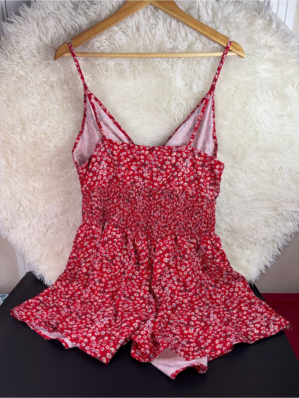 SHEIN Red Daisy Tie-Front Floral Romper 2Xl - Picture 9 of 9